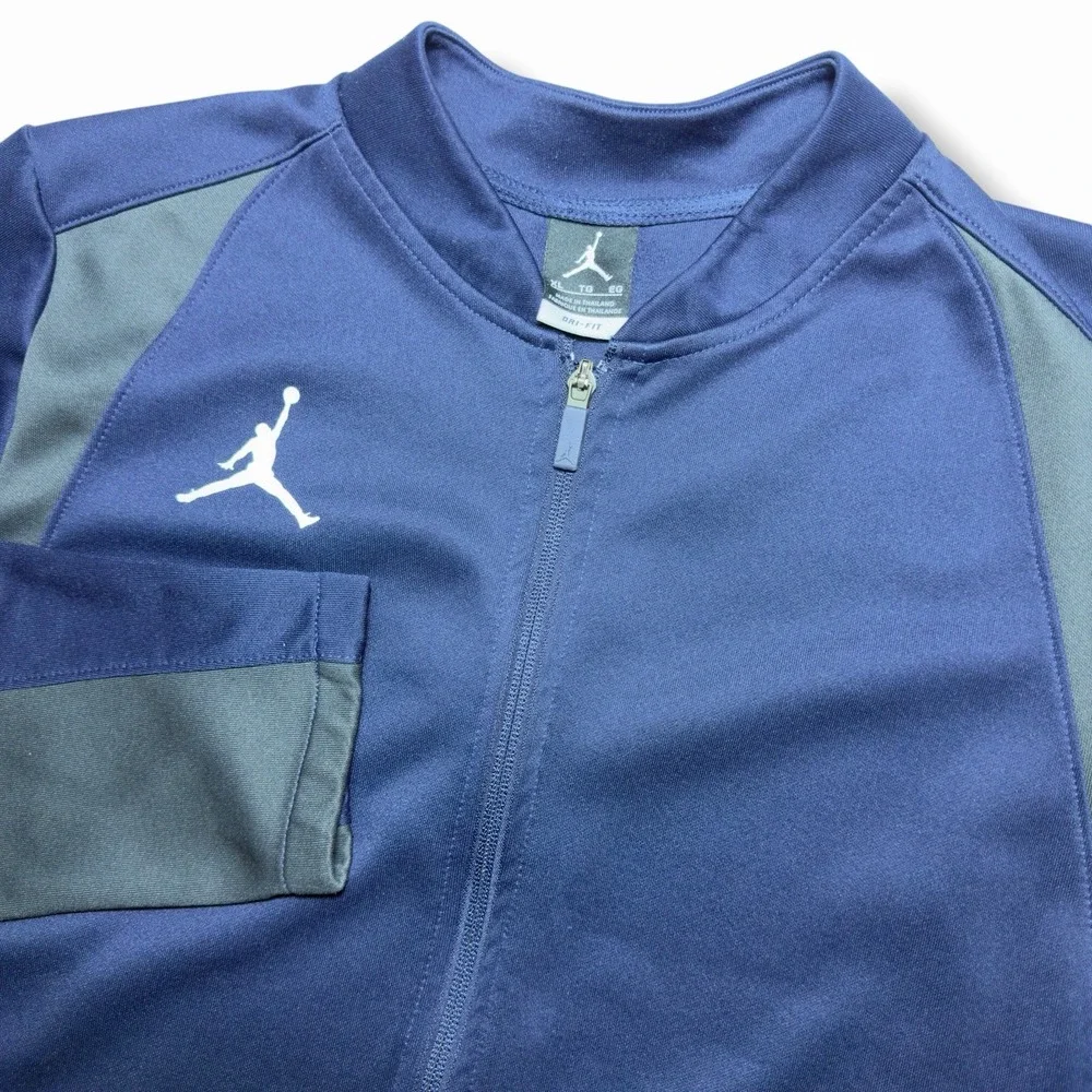 Jordan Flight XL Dri-Fit Mens Knit Training Track Jacket Navy Blue Gray